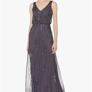 Adrianna Papell Gunmetal Beaded Dress